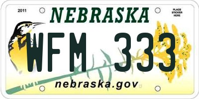 NE license plate WFM333