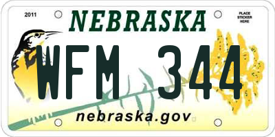NE license plate WFM344