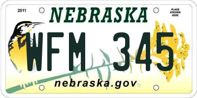 NE license plate WFM345