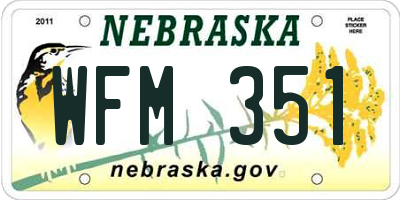 NE license plate WFM351