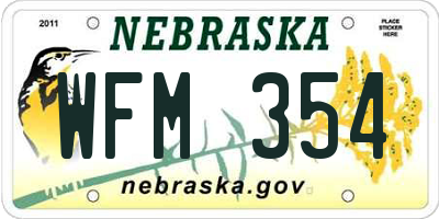 NE license plate WFM354