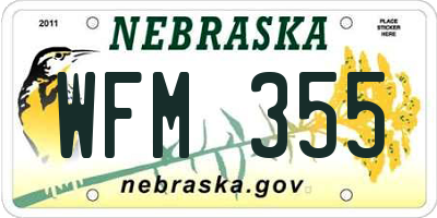 NE license plate WFM355