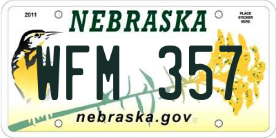 NE license plate WFM357