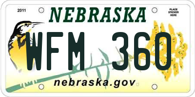 NE license plate WFM360