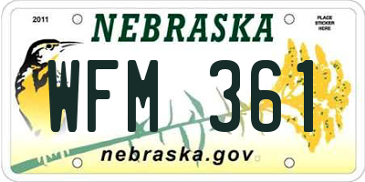 NE license plate WFM361