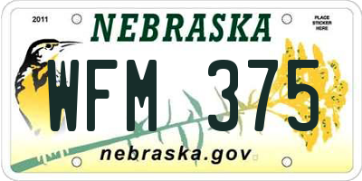NE license plate WFM375