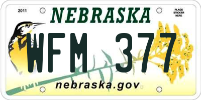 NE license plate WFM377