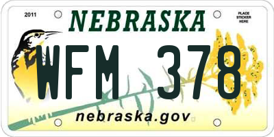 NE license plate WFM378