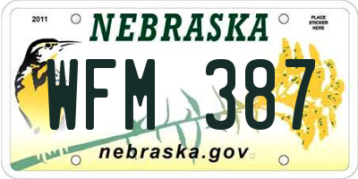 NE license plate WFM387