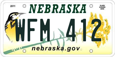 NE license plate WFM412
