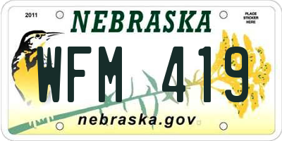 NE license plate WFM419