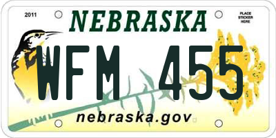 NE license plate WFM455