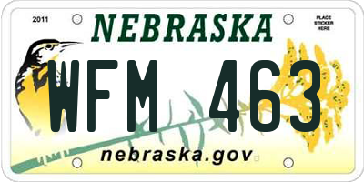 NE license plate WFM463