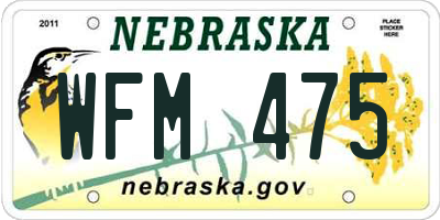 NE license plate WFM475