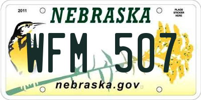 NE license plate WFM507