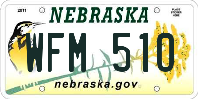 NE license plate WFM510