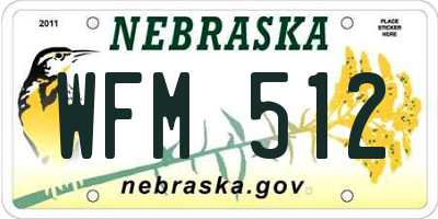 NE license plate WFM512