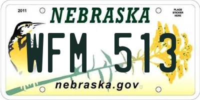 NE license plate WFM513