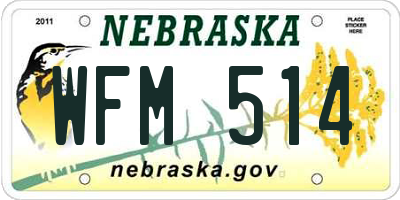 NE license plate WFM514
