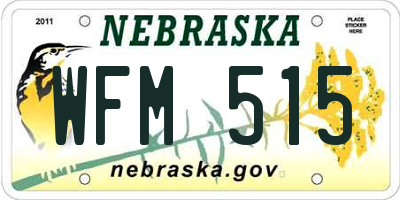 NE license plate WFM515