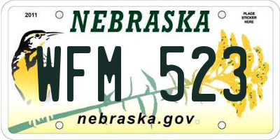 NE license plate WFM523