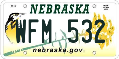 NE license plate WFM532