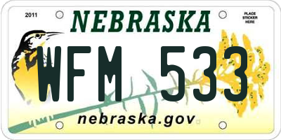 NE license plate WFM533