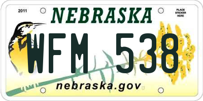 NE license plate WFM538