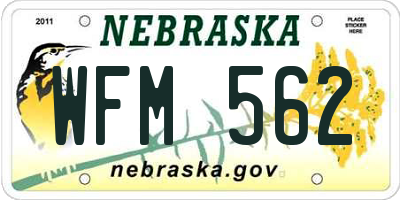 NE license plate WFM562