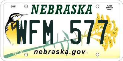 NE license plate WFM577