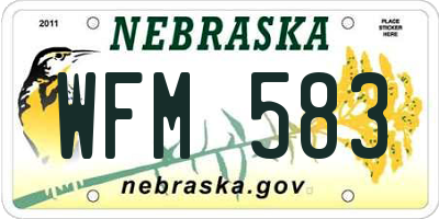 NE license plate WFM583