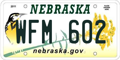 NE license plate WFM602
