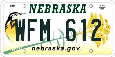 NE license plate WFM612