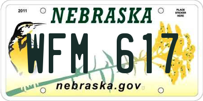 NE license plate WFM617
