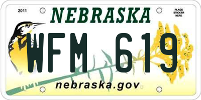 NE license plate WFM619
