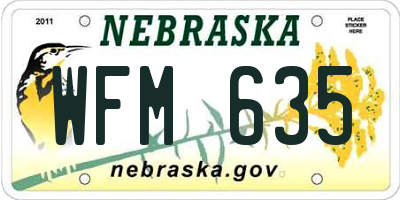 NE license plate WFM635