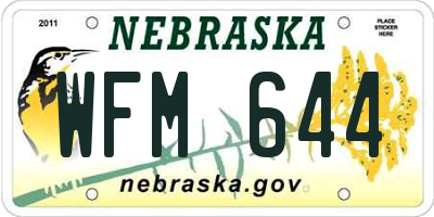 NE license plate WFM644