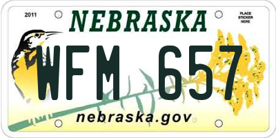NE license plate WFM657