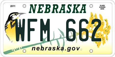 NE license plate WFM662