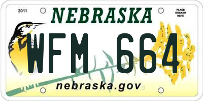 NE license plate WFM664