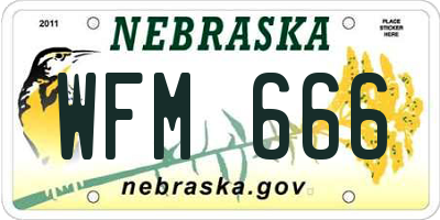 NE license plate WFM666