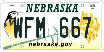 NE license plate WFM667