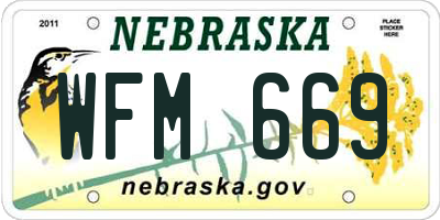 NE license plate WFM669