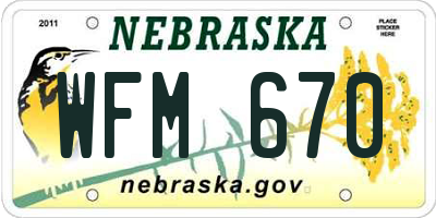 NE license plate WFM670