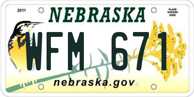 NE license plate WFM671