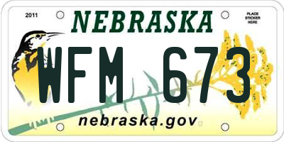 NE license plate WFM673