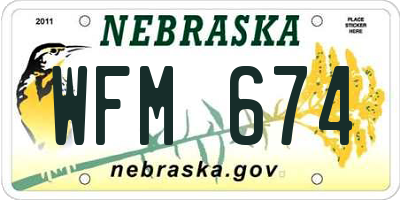 NE license plate WFM674