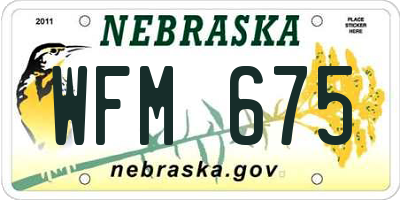 NE license plate WFM675