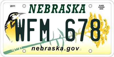 NE license plate WFM678