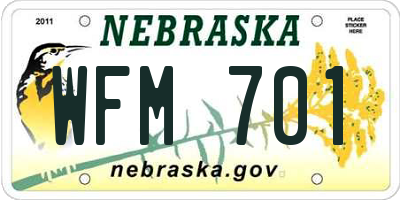 NE license plate WFM701